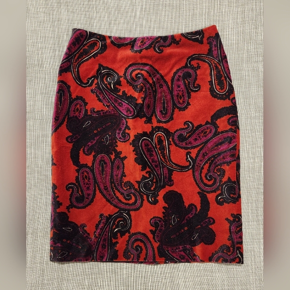 NWOT Vintage Talbots Paisley Velvet Pencil Skirt